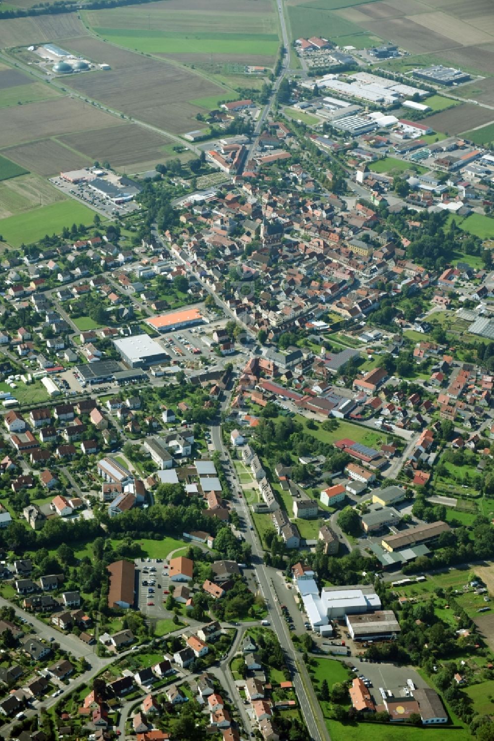 Hofheim in Unterfranken von oben - Ortsansicht im Ortsteil Mühle (untere) in Hofheim in Unterfranken im Bundesland Bayern, Deutschland