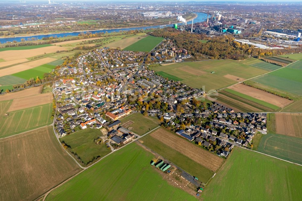 Luftbild Duisburg - Ortsansicht im Ortsteil Mündelheim in Duisburg im Bundesland Nordrhein-Westfalen, Deutschland