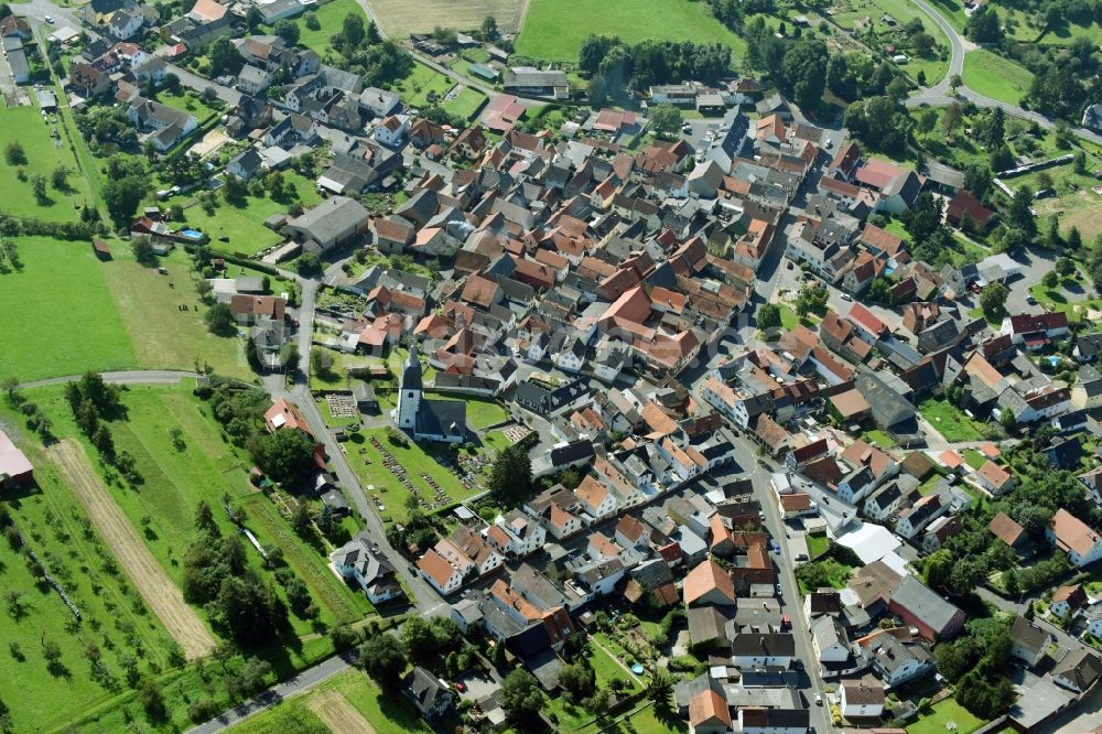 Luftaufnahme Lich - Ortsansicht im Ortsteil Muschenheim in Lich im Bundesland Hessen, Deutschland