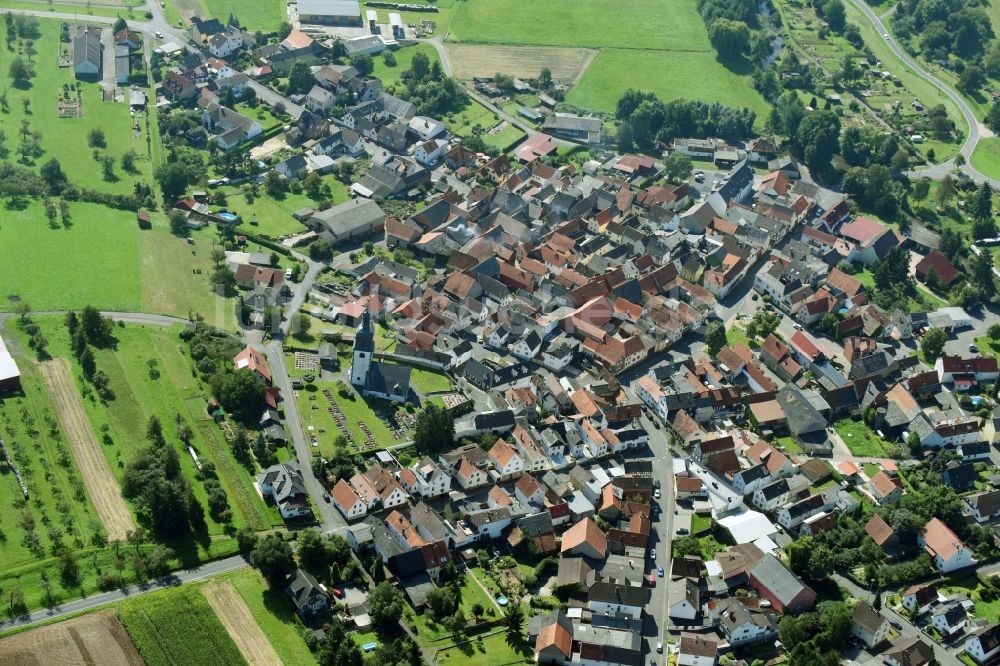 Lich von oben - Ortsansicht im Ortsteil Muschenheim in Lich im Bundesland Hessen, Deutschland