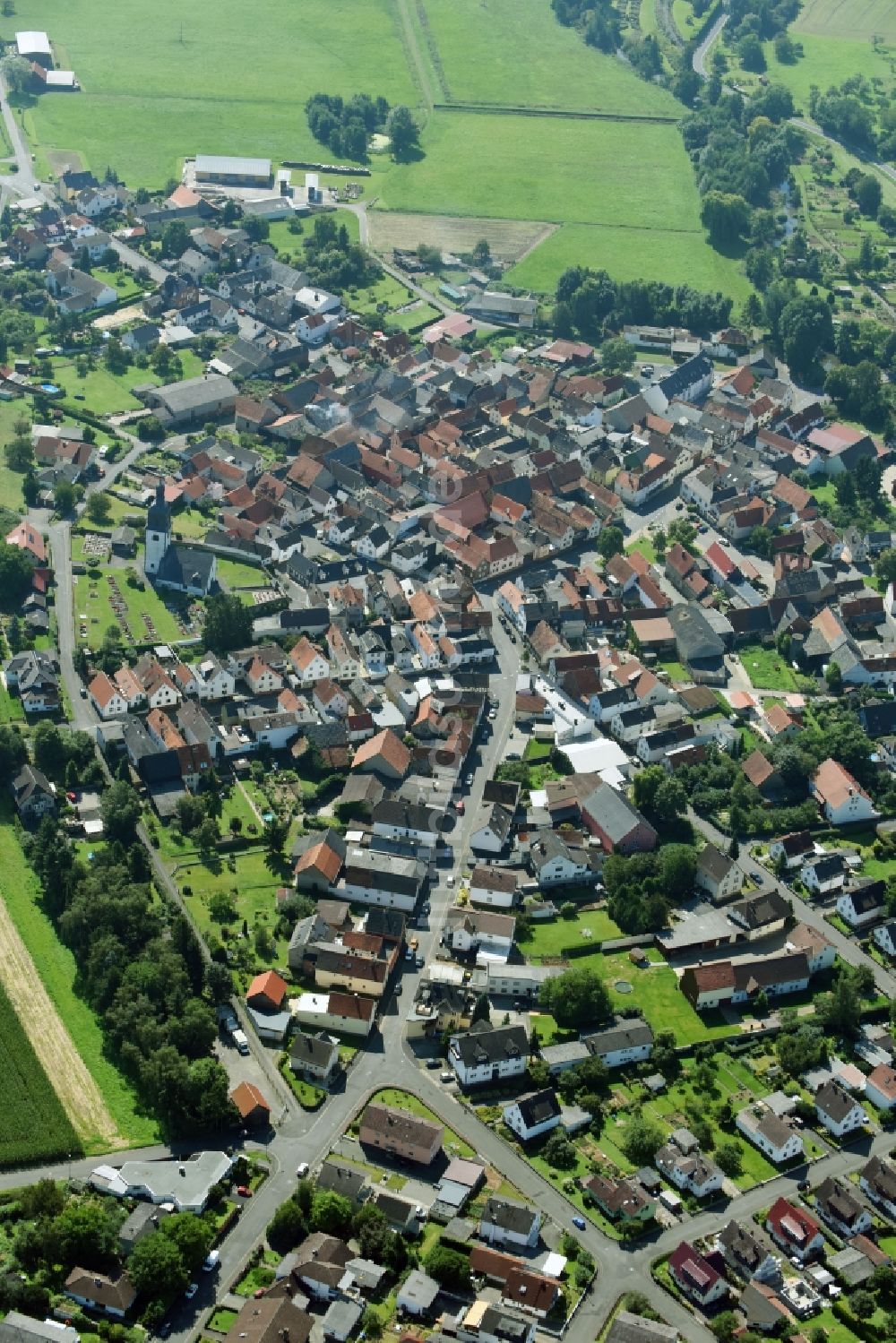 Luftbild Lich - Ortsansicht im Ortsteil Muschenheim in Lich im Bundesland Hessen, Deutschland