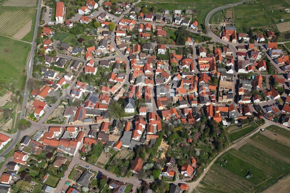 Wörrstadt Ortsteil Rommersheim von oben - Ortsansicht vom Ortsteil Rommersheim in Wörrstadt im Bundesland Rheinland-Pfalz