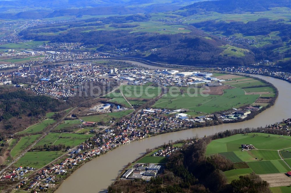 Luftaufnahme Bad Säckingen - Ortsansicht vom Ortsteil Wallbach in Bad Säckingen am Rhein im Bundesland Baden-Württemberg, Deutschland