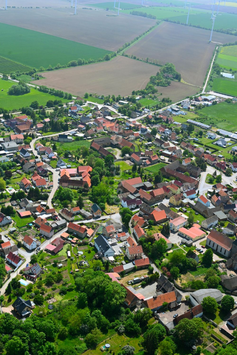 Luftaufnahme Allstedt - Ortsansicht am Rande von landwirtschaftlichen Feldern in Allstedt im Bundesland Sachsen-Anhalt, Deutschland