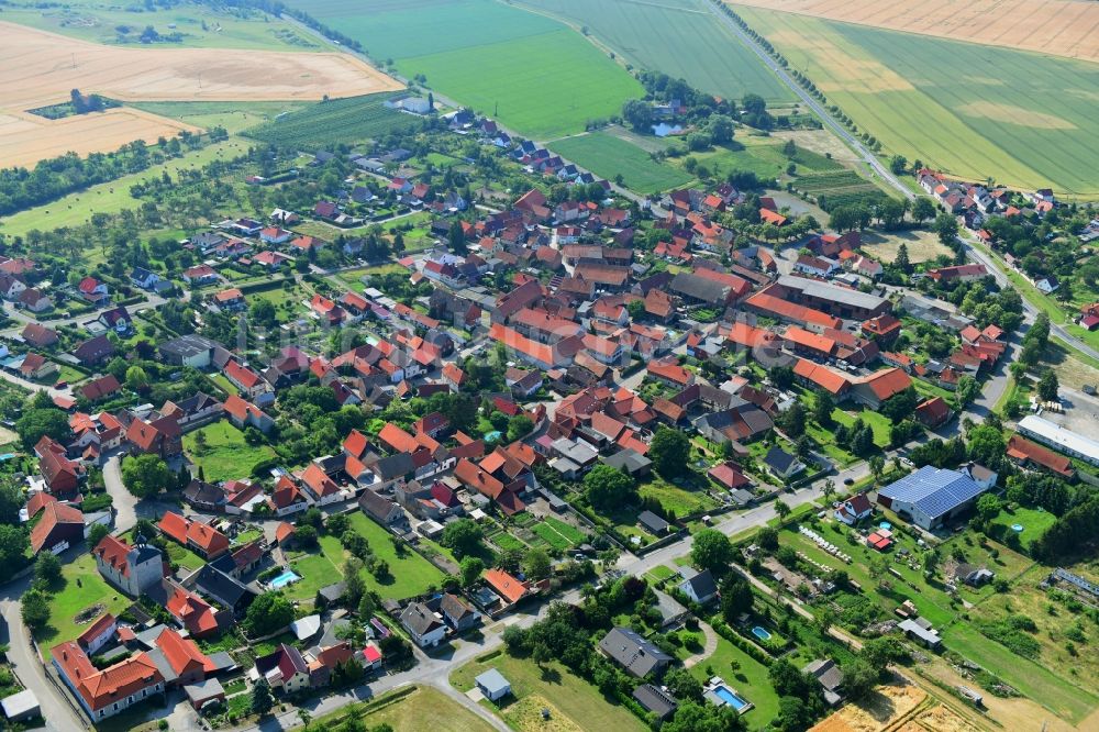 Luftaufnahme Aspenstedt - Ortsansicht am Rande von landwirtschaftlichen Feldern in Aspenstedt im Bundesland Sachsen-Anhalt, Deutschland