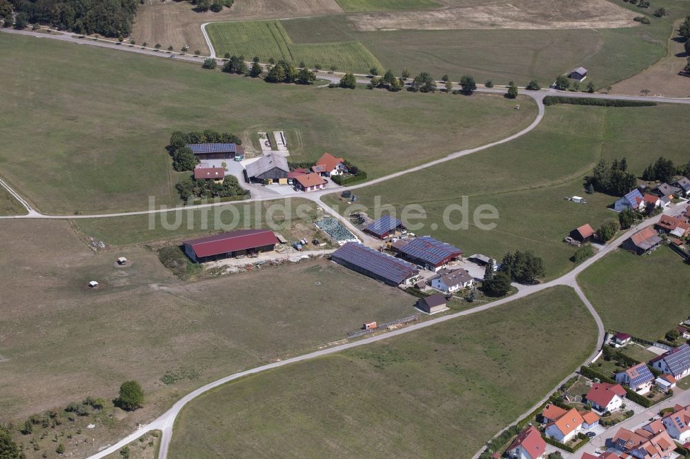 Bühlertann von oben - Ortsansicht am Rande von landwirtschaftlichen Feldern in Bühlertann im Bundesland Baden-Württemberg, Deutschland