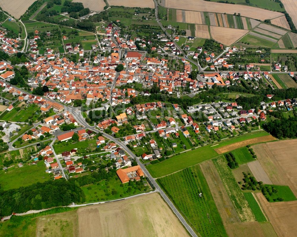 Luftbild Bickenriede - Ortsansicht am Rande von landwirtschaftlichen Feldern in Bickenriede im Bundesland Thüringen, Deutschland