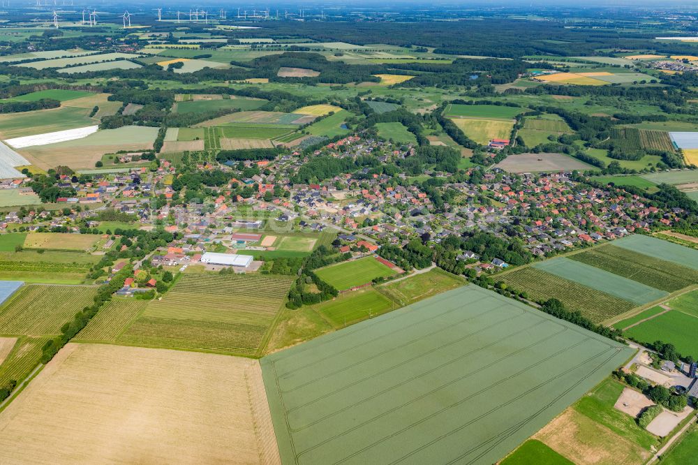 Luftbild Bliedersdorf - Ortsansicht am Rande von landwirtschaftlichen Feldern in Bliedersdorf im Bundesland Niedersachsen, Deutschland