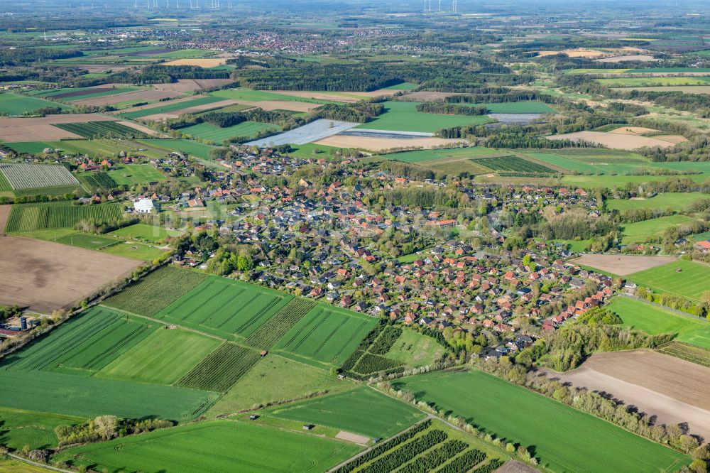 Luftbild Bliedersdorf - Ortsansicht am Rande von landwirtschaftlichen Feldern in Bliedersdorf im Bundesland Niedersachsen, Deutschland