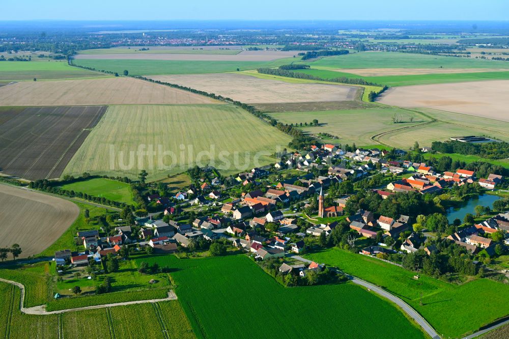 Bochow von oben - Ortsansicht am Rande von landwirtschaftlichen Feldern in Bochow im Bundesland Brandenburg, Deutschland