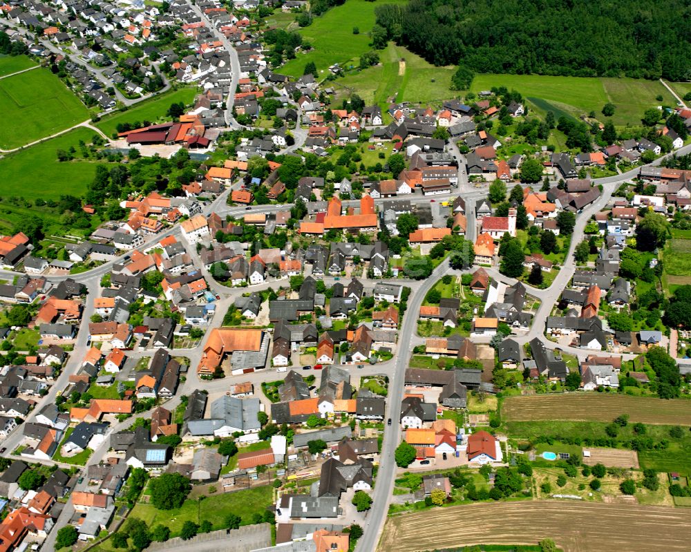 Bodersweier von oben - Ortsansicht am Rande von landwirtschaftlichen Feldern in Bodersweier im Bundesland Baden-Württemberg, Deutschland