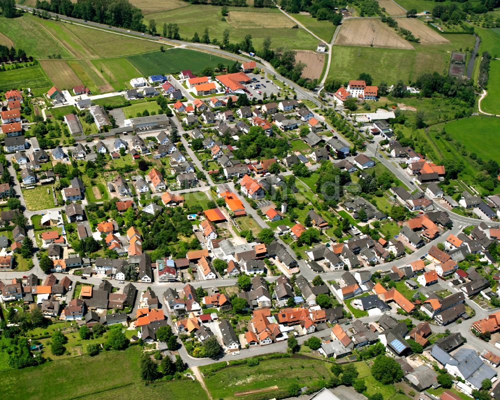 Bodersweier aus der Vogelperspektive: Ortsansicht am Rande von landwirtschaftlichen Feldern in Bodersweier im Bundesland Baden-Württemberg, Deutschland