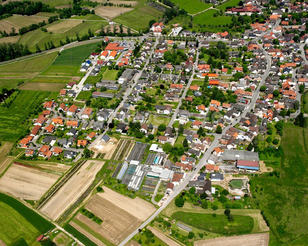 Luftbild Bodersweier - Ortsansicht am Rande von landwirtschaftlichen Feldern in Bodersweier im Bundesland Baden-Württemberg, Deutschland