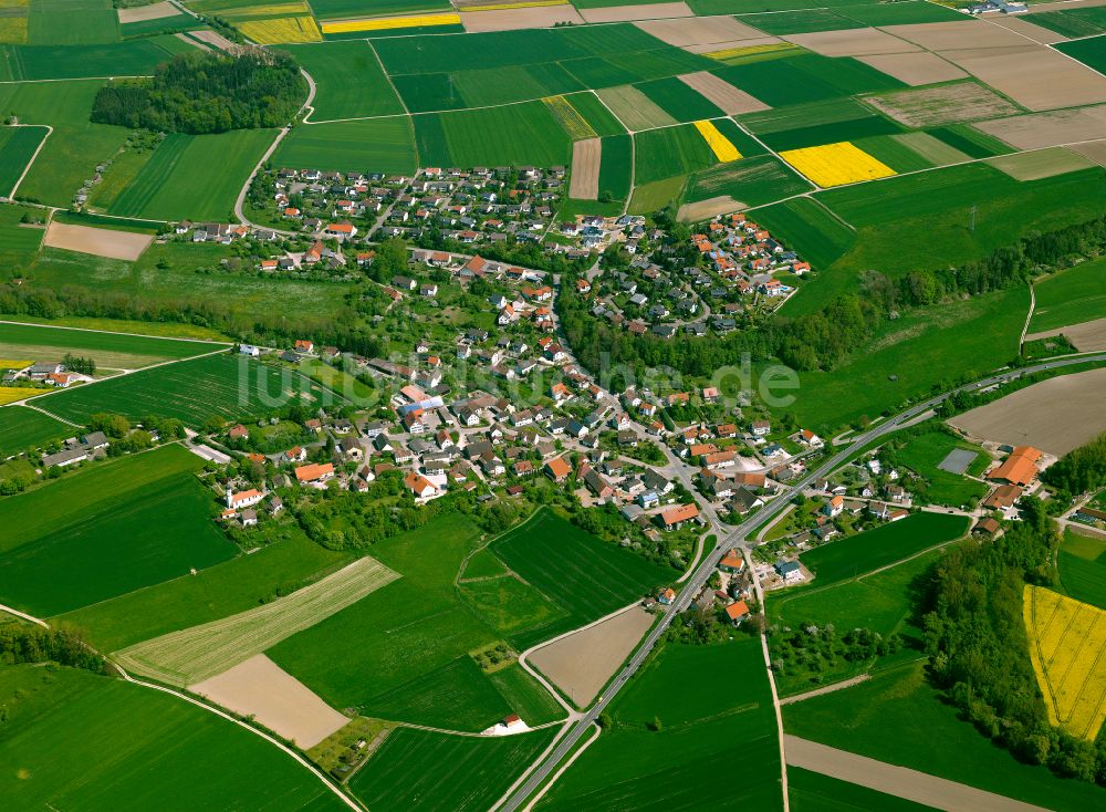 Luftbild Donaurieden - Ortsansicht am Rande von landwirtschaftlichen Feldern in Donaurieden im Bundesland Baden-Württemberg, Deutschland