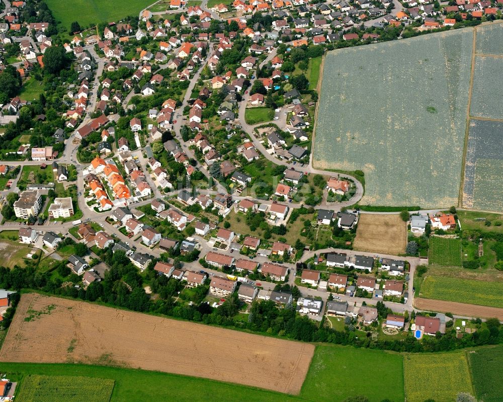 Eberstadt aus der Vogelperspektive: Ortsansicht am Rande von landwirtschaftlichen Feldern in Eberstadt im Bundesland Baden-Württemberg, Deutschland