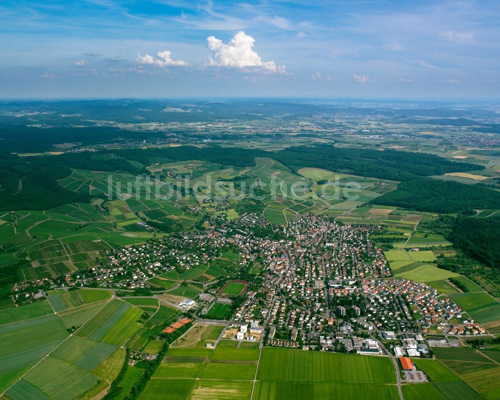 Luftaufnahme Flein - Ortsansicht am Rande von landwirtschaftlichen Feldern in Flein im Bundesland Baden-Württemberg, Deutschland