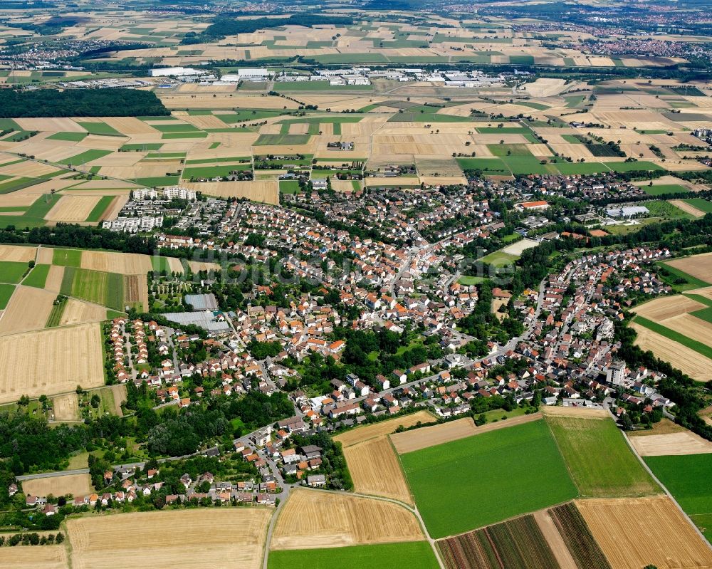 Luftbild Frankenbach - Ortsansicht am Rande von landwirtschaftlichen Feldern in Frankenbach im Bundesland Baden-Württemberg, Deutschland