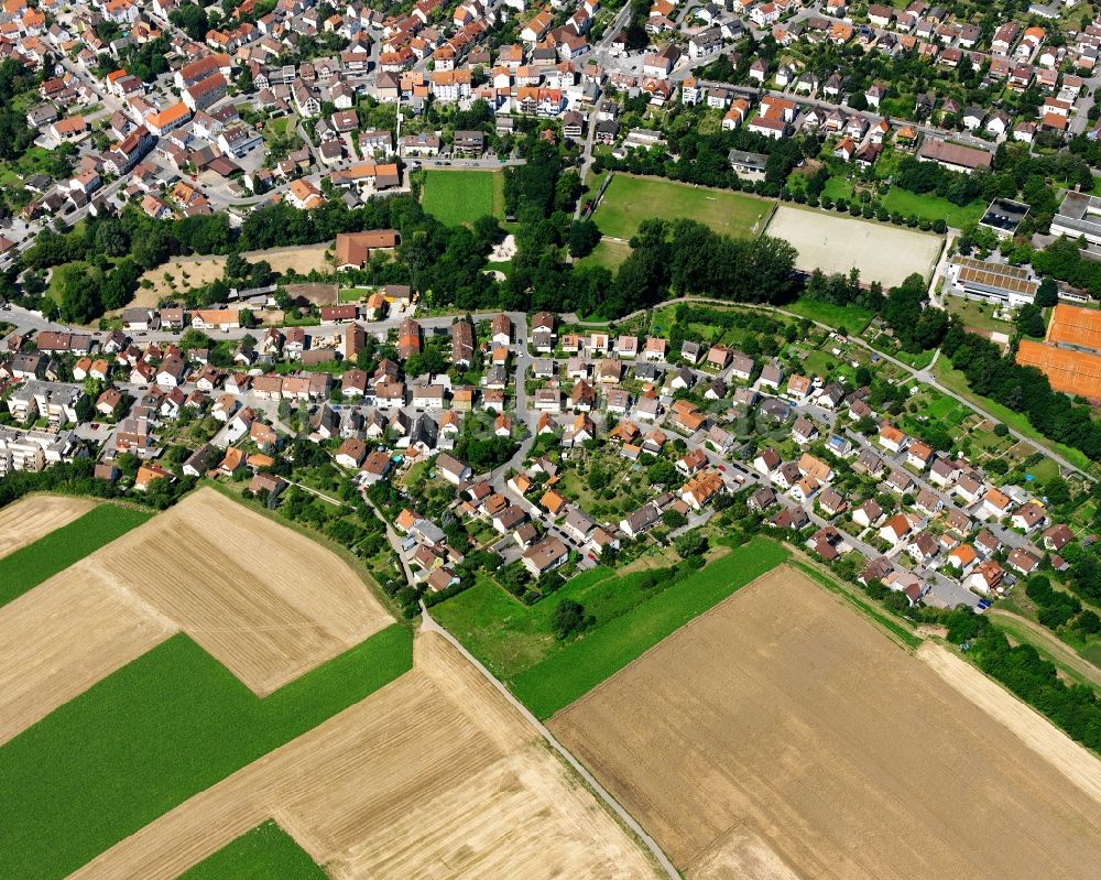 Frankenbach von oben - Ortsansicht am Rande von landwirtschaftlichen Feldern in Frankenbach im Bundesland Baden-Württemberg, Deutschland