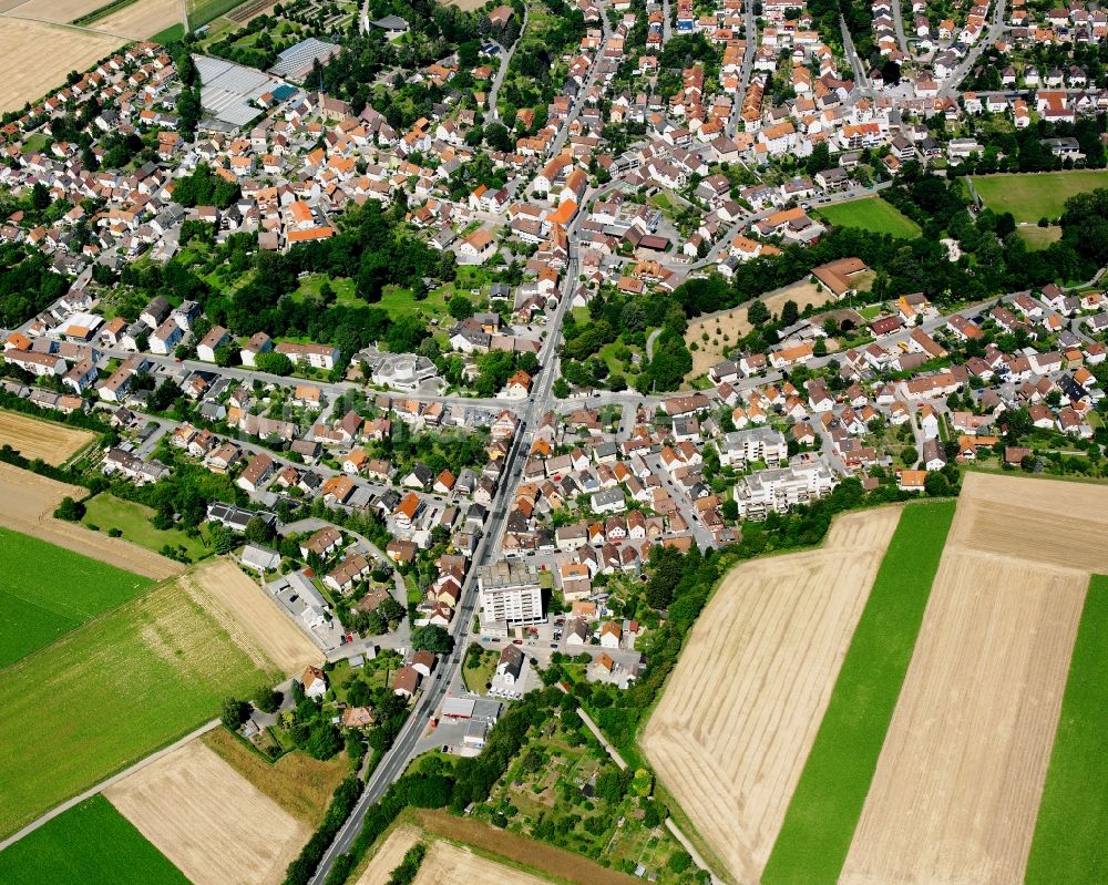 Frankenbach aus der Vogelperspektive: Ortsansicht am Rande von landwirtschaftlichen Feldern in Frankenbach im Bundesland Baden-Württemberg, Deutschland