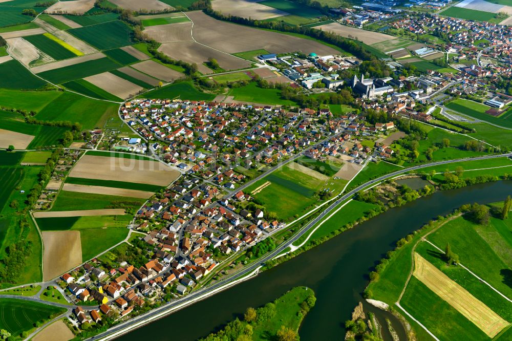 Gerlachshausen von oben - Ortsansicht am Rande von landwirtschaftlichen Feldern in Gerlachshausen im Bundesland Bayern, Deutschland