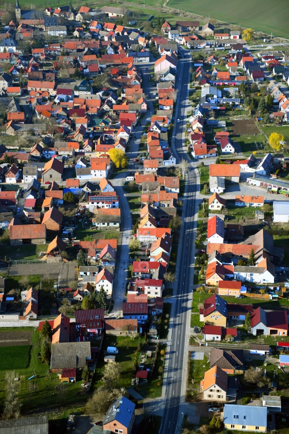 Luftaufnahme Gorsleben - Ortsansicht am Rande von landwirtschaftlichen Feldern in Gorsleben im Bundesland Thüringen, Deutschland