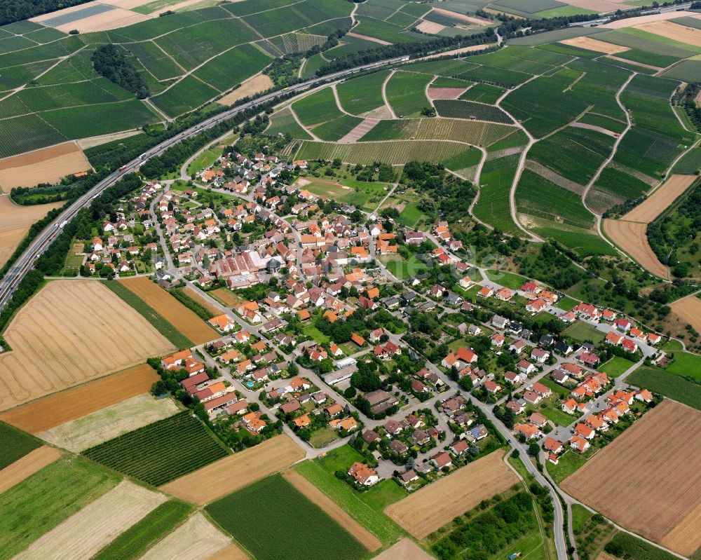 Luftbild Grantschen - Ortsansicht am Rande von landwirtschaftlichen Feldern in Grantschen im Bundesland Baden-Württemberg, Deutschland