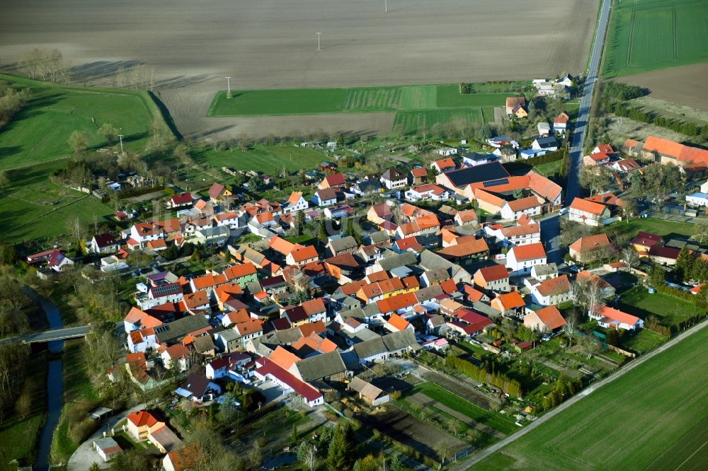 Luftaufnahme Griefstedt - Ortsansicht am Rande von landwirtschaftlichen Feldern in Griefstedt im Bundesland Thüringen, Deutschland