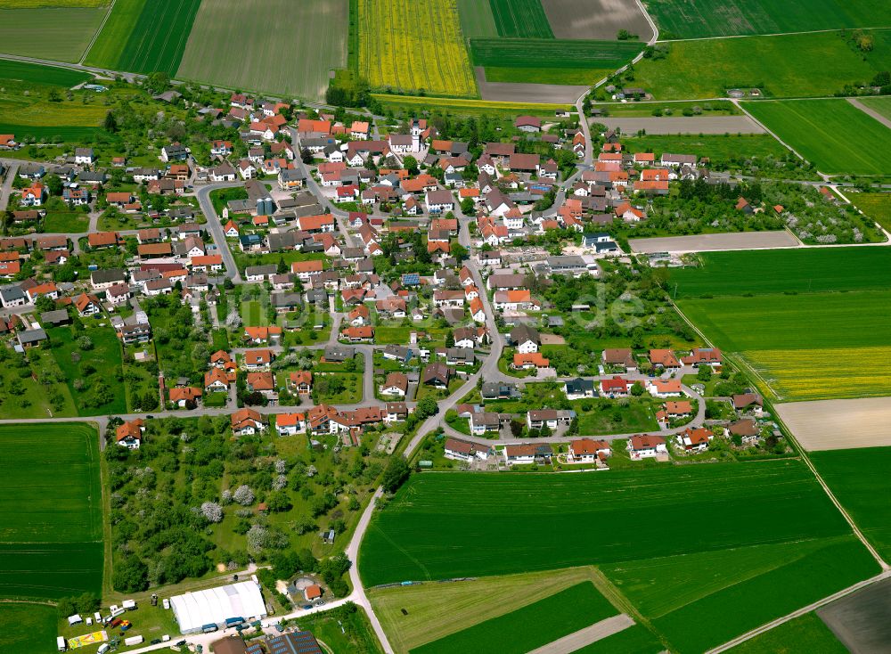 Luftbild Griesingen - Ortsansicht am Rande von landwirtschaftlichen Feldern in Griesingen im Bundesland Baden-Württemberg, Deutschland