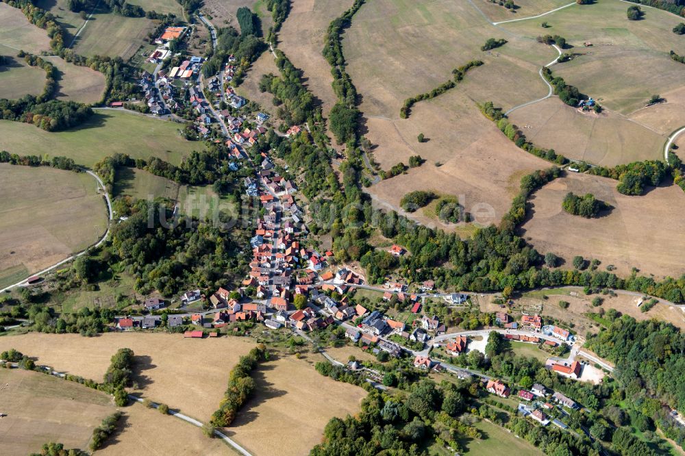 Luftbild Habichsthal - Ortsansicht am Rande von landwirtschaftlichen Feldern in Habichsthal im Bundesland Bayern, Deutschland