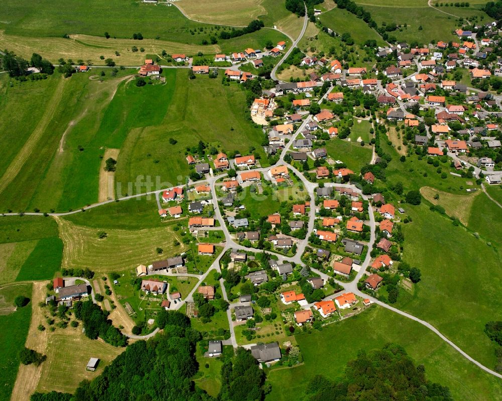 Harpolingen von oben - Ortsansicht am Rande von landwirtschaftlichen Feldern in Harpolingen im Bundesland Baden-Württemberg, Deutschland