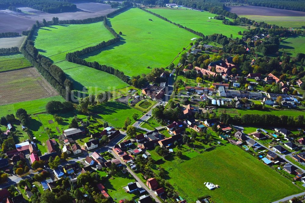 Luftbild Heiligengrabe - Ortsansicht am Rande von landwirtschaftlichen Feldern in Heiligengrabe im Bundesland Brandenburg, Deutschland