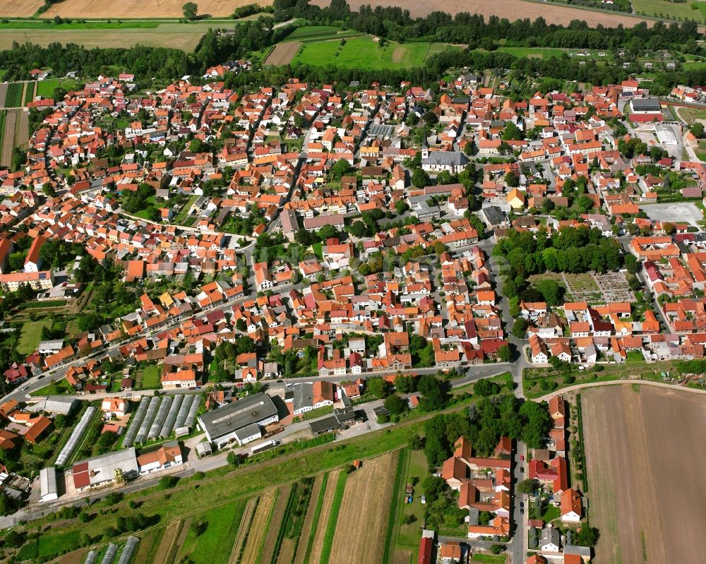 Luftbild Herbsleben - Ortsansicht am Rande von landwirtschaftlichen Feldern in Herbsleben im Bundesland Thüringen, Deutschland