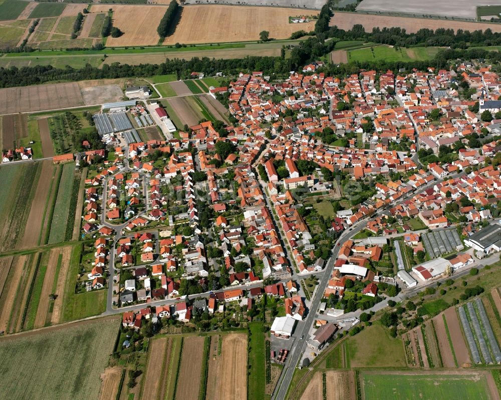 Luftaufnahme Herbsleben - Ortsansicht am Rande von landwirtschaftlichen Feldern in Herbsleben im Bundesland Thüringen, Deutschland