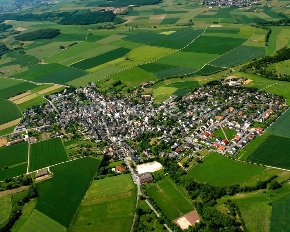 Luftaufnahme Heringen - Ortsansicht am Rande von landwirtschaftlichen Feldern in Heringen im Bundesland Hessen, Deutschland