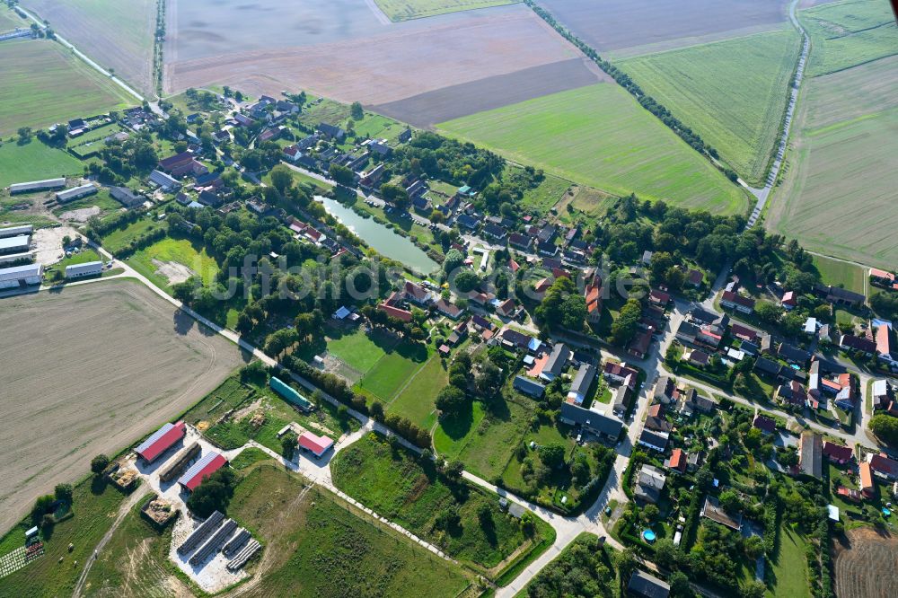 Luftaufnahme Hohenreinkendorf - Ortsansicht am Rande von landwirtschaftlichen Feldern in Hohenreinkendorf im Bundesland Brandenburg, Deutschland