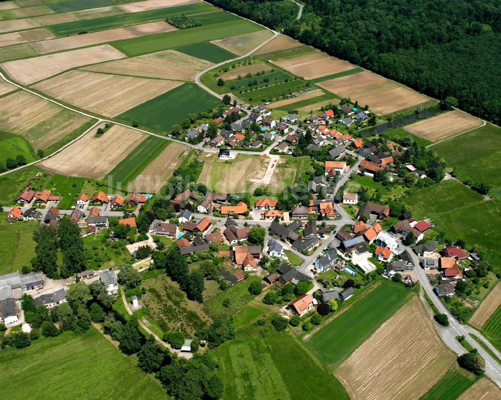 Luftbild Hohnhurst - Ortsansicht am Rande von landwirtschaftlichen Feldern in Hohnhurst im Bundesland Baden-Württemberg, Deutschland