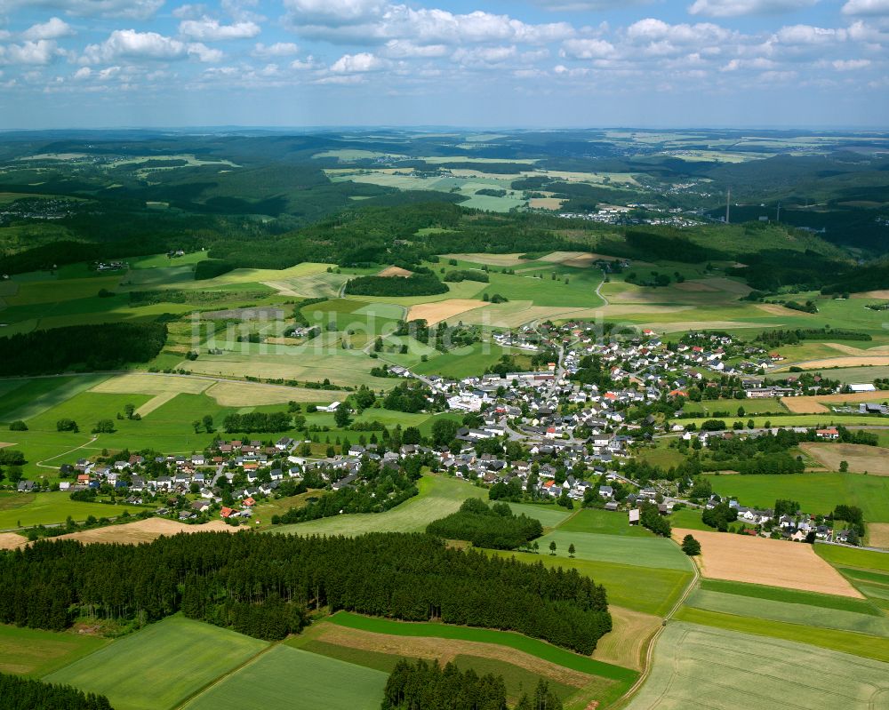 Issigau von oben - Ortsansicht am Rande von landwirtschaftlichen Feldern in Issigau im Bundesland Bayern, Deutschland