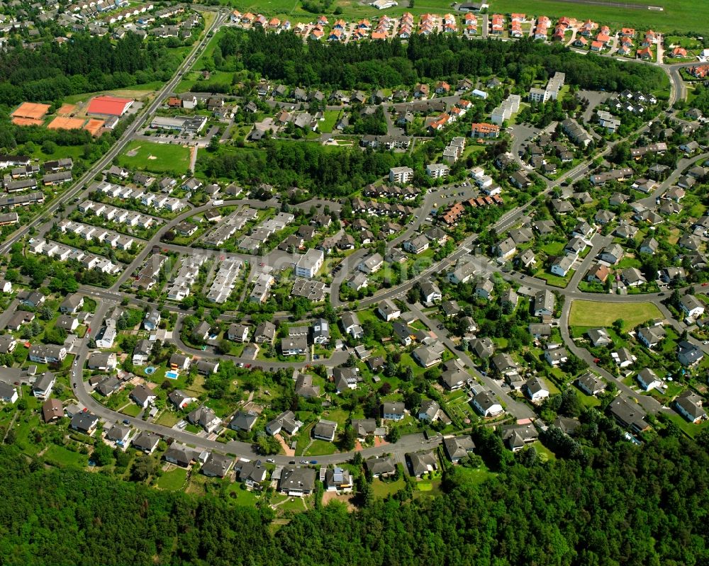 Johannesberg von oben - Ortsansicht am Rande von landwirtschaftlichen Feldern in Johannesberg im Bundesland Hessen, Deutschland