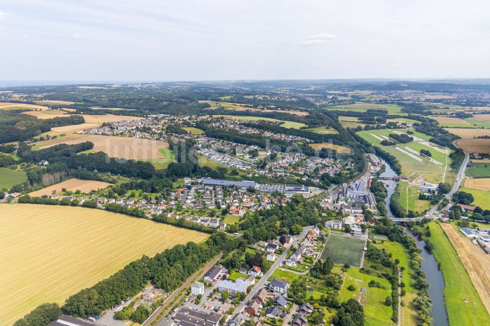 Langschede von oben - Ortsansicht am Rande von landwirtschaftlichen Feldern in Langschede im Bundesland Nordrhein-Westfalen, Deutschland