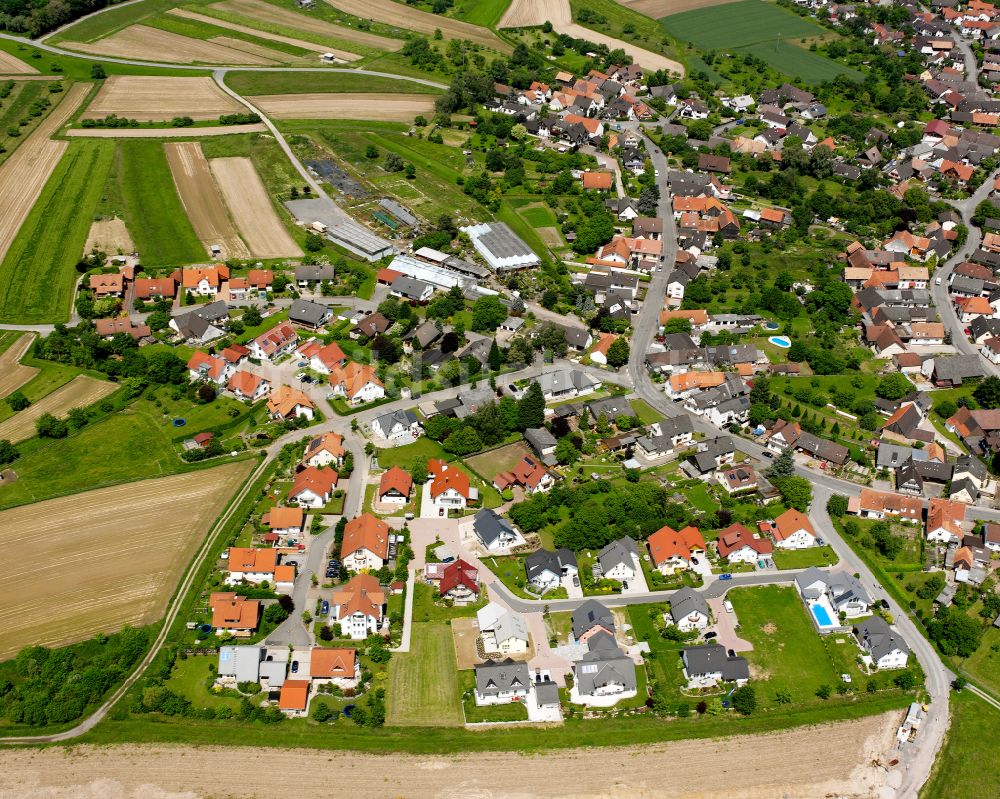 Luftaufnahme Legelshurst - Ortsansicht am Rande von landwirtschaftlichen Feldern in Legelshurst im Bundesland Baden-Württemberg, Deutschland