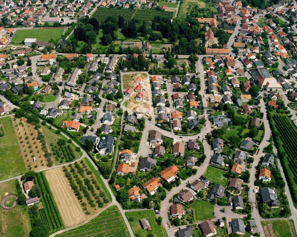 Lehrensteinsfeld aus der Vogelperspektive: Ortsansicht am Rande von landwirtschaftlichen Feldern in Lehrensteinsfeld im Bundesland Baden-Württemberg, Deutschland