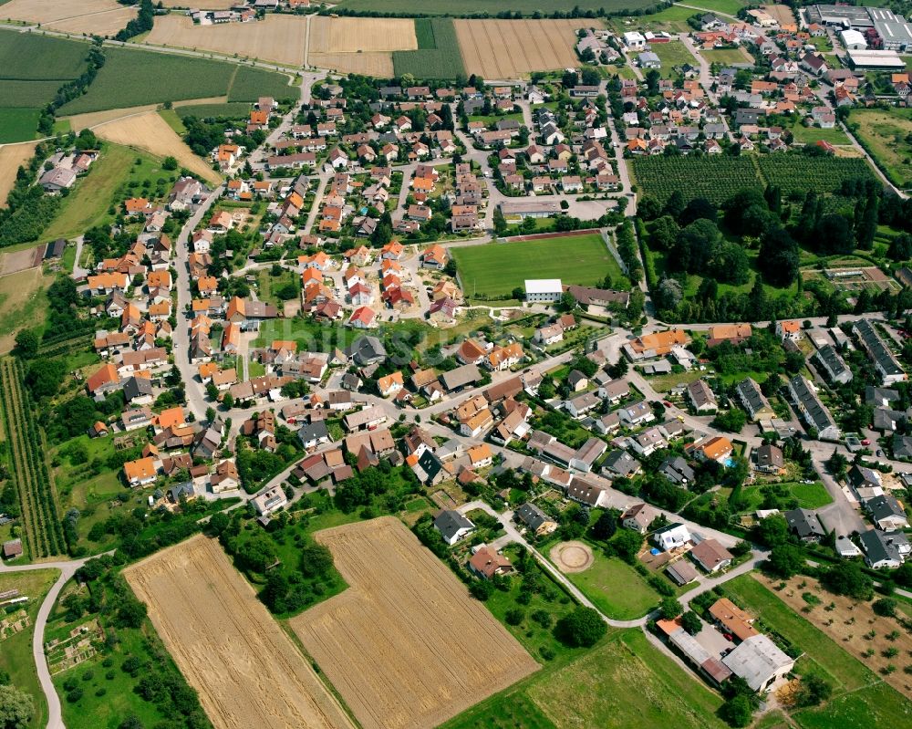 Luftbild Lehrensteinsfeld - Ortsansicht am Rande von landwirtschaftlichen Feldern in Lehrensteinsfeld im Bundesland Baden-Württemberg, Deutschland