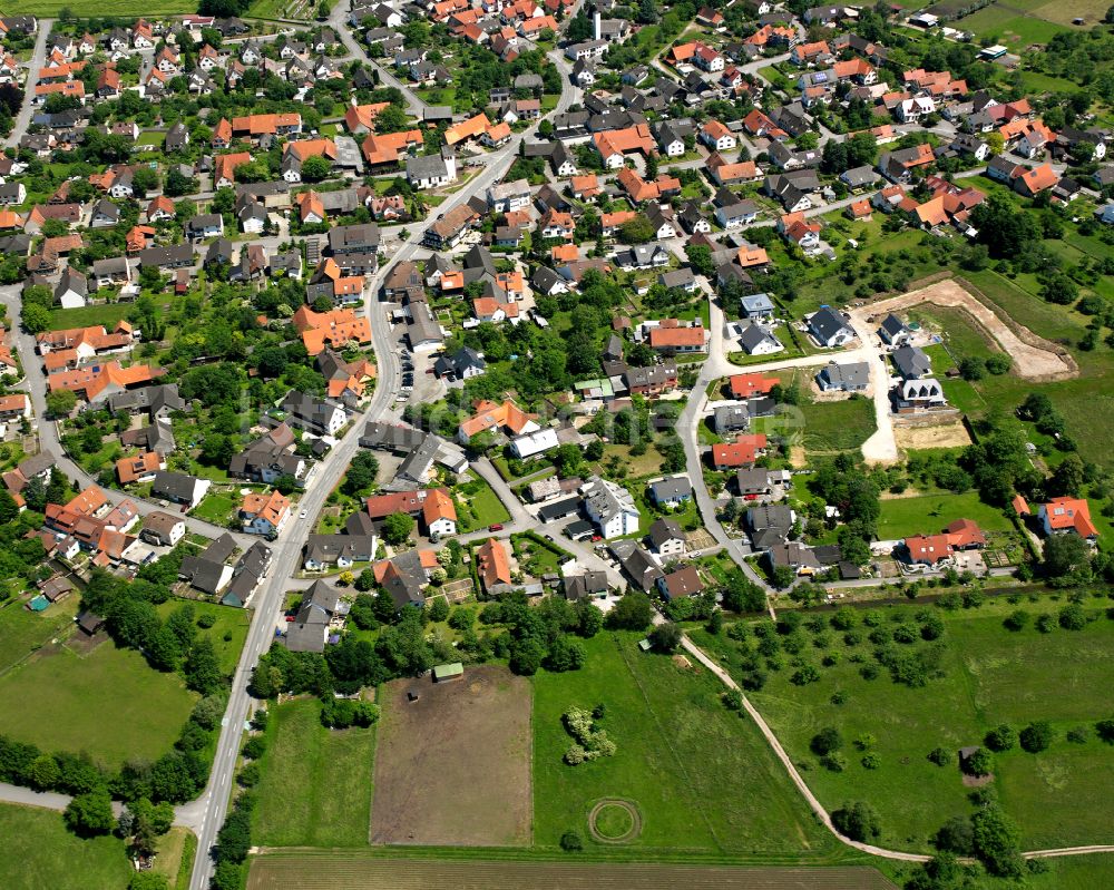 Luftaufnahme Leutesheim - Ortsansicht am Rande von landwirtschaftlichen Feldern in Leutesheim im Bundesland Baden-Württemberg, Deutschland