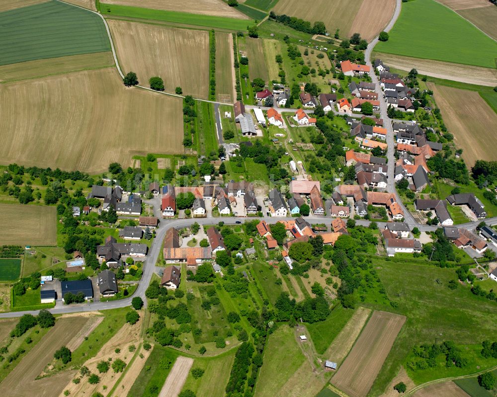 Luftbild Lichtenau - Ortsansicht am Rande von landwirtschaftlichen Feldern in Lichtenau im Bundesland Baden-Württemberg, Deutschland