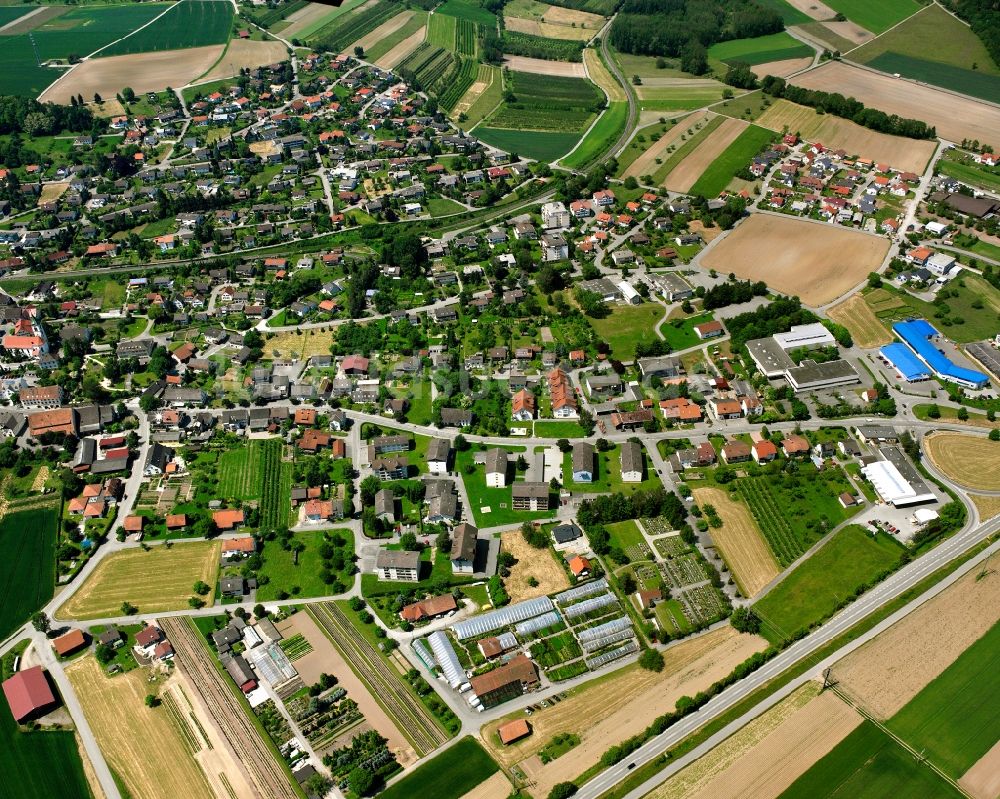 Luftaufnahme Lottstetten - Ortsansicht am Rande von landwirtschaftlichen Feldern in Lottstetten im Bundesland Baden-Württemberg, Deutschland