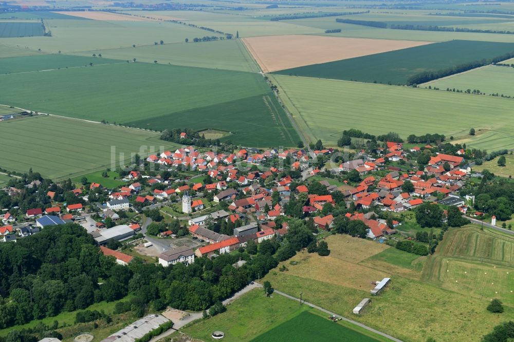 Minsleben aus der Vogelperspektive: Ortsansicht am Rande von landwirtschaftlichen Feldern in Minsleben im Bundesland Sachsen-Anhalt, Deutschland