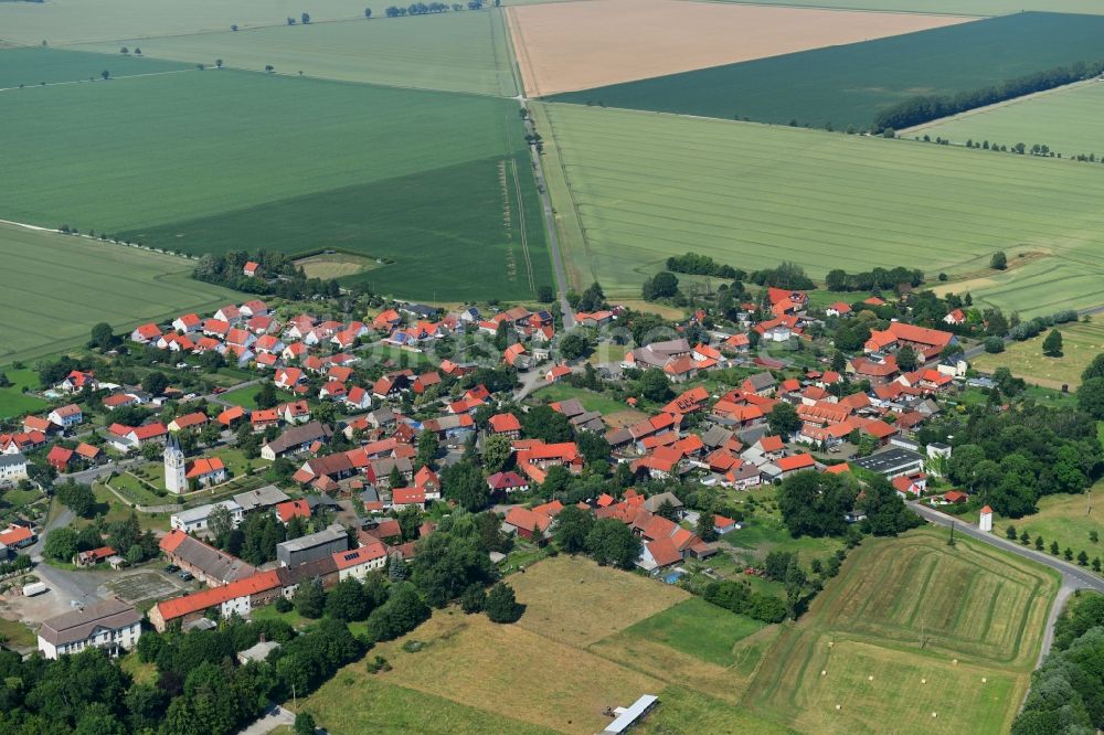 Luftbild Minsleben - Ortsansicht am Rande von landwirtschaftlichen Feldern in Minsleben im Bundesland Sachsen-Anhalt, Deutschland