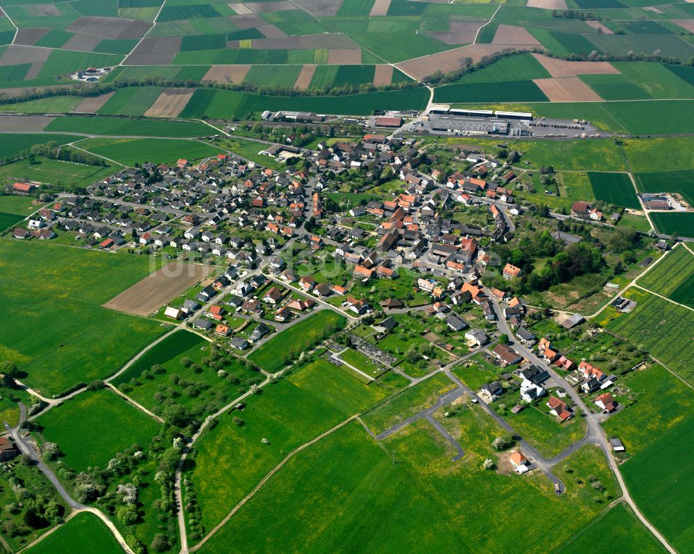 Luftbild Nieder-Ofleiden - Ortsansicht am Rande von landwirtschaftlichen Feldern in Nieder-Ofleiden im Bundesland Hessen, Deutschland