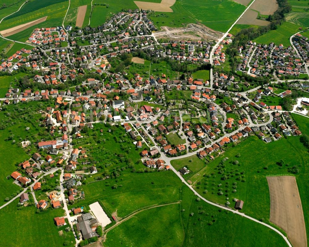 Luftbild Ottenbach - Ortsansicht am Rande von landwirtschaftlichen Feldern in Ottenbach im Bundesland Baden-Württemberg, Deutschland