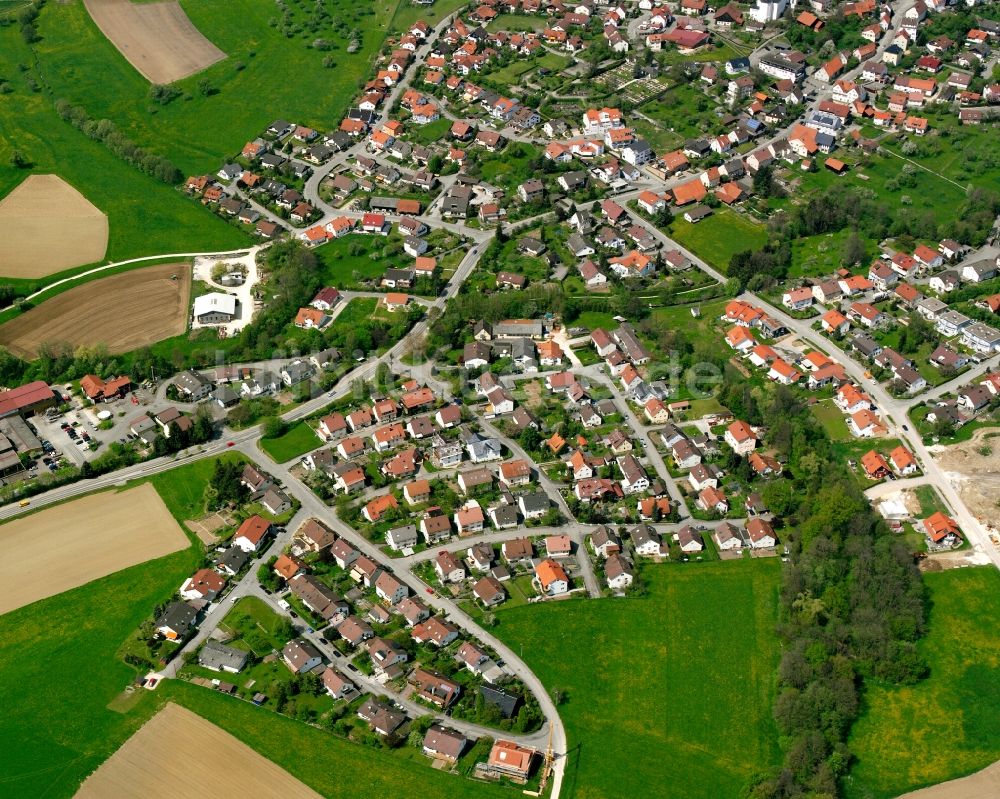 Ottenbach aus der Vogelperspektive: Ortsansicht am Rande von landwirtschaftlichen Feldern in Ottenbach im Bundesland Baden-Württemberg, Deutschland